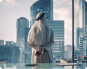 Business professionals in modern city setting